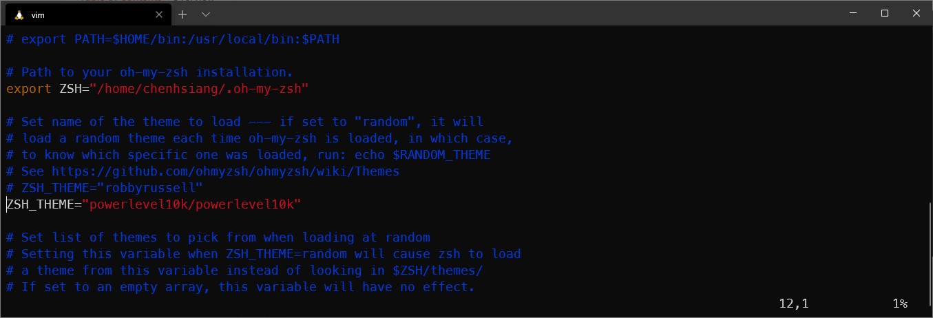 Edit ZSH_THEME