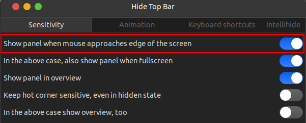 Show Top Bar panel