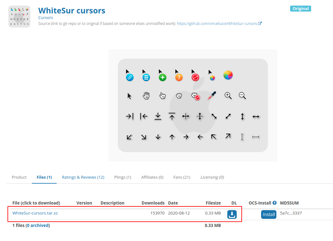 Download WhiteSur Cursor